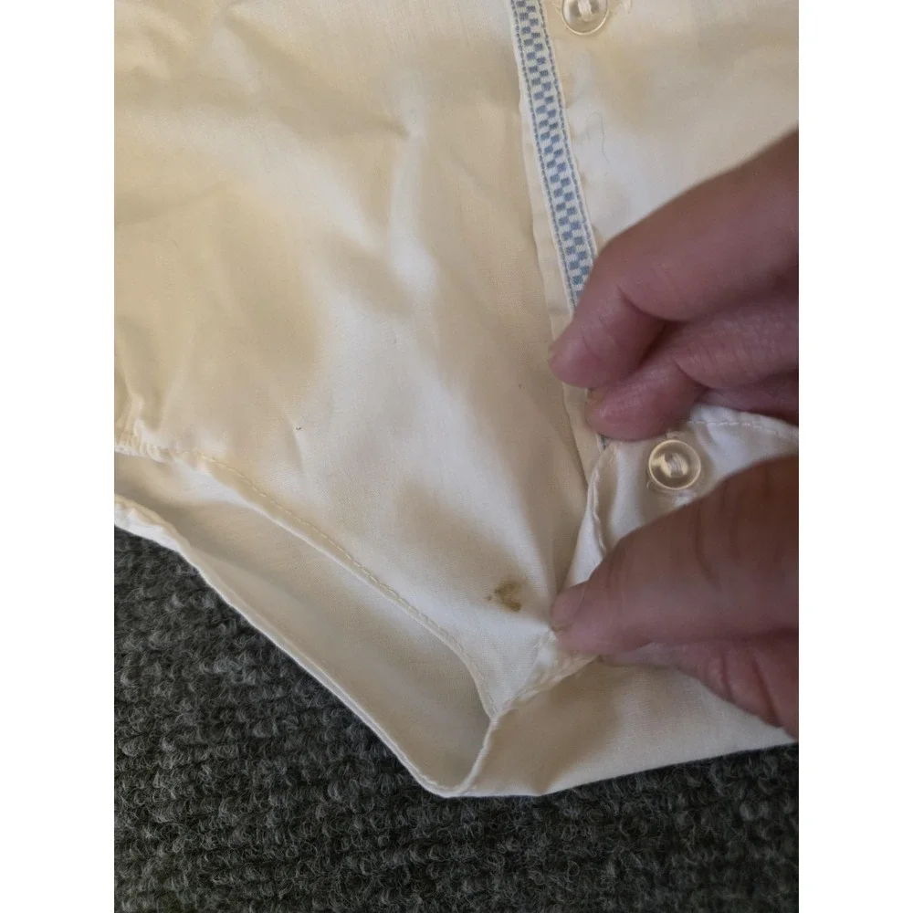 Vtg Fawn Togs Romper‎ Boys 3-6 Months White Blue Trim Short Sleeve Bodysuit